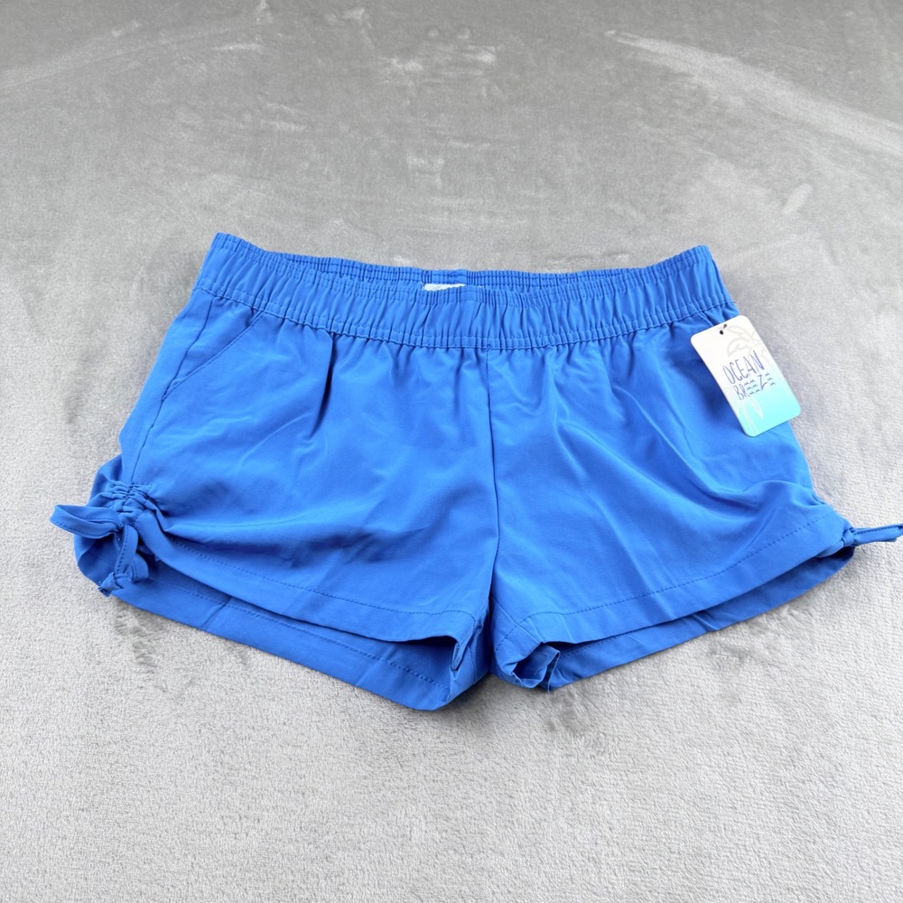 Ocean Breeze Women's Large Blue Side Tie Stretch Board Shorts Swim Cover Up NWT